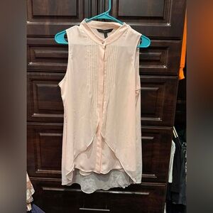Sleeveless Blush Pink Women's Top 2 missing bottom buttons MEDIUM